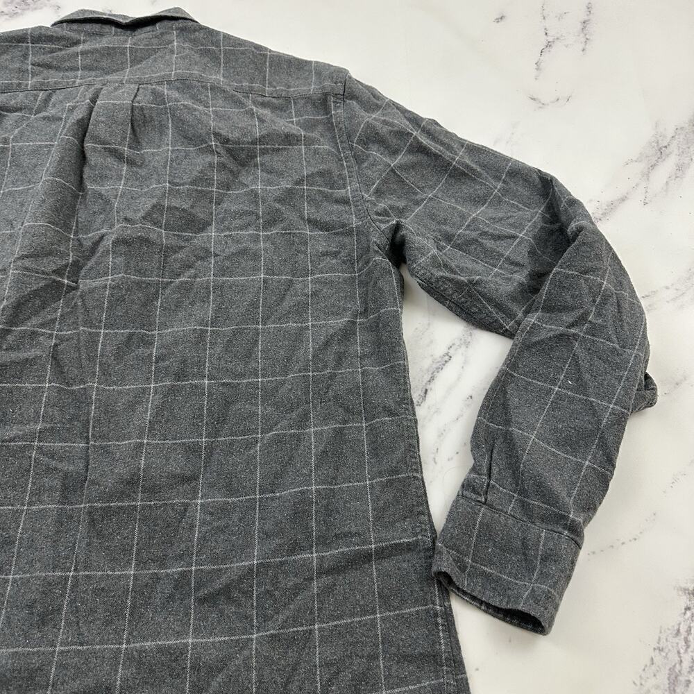 Marine Layer Mens Flannel Shirt Size L Larger Gray Plaid Long Sleeve Button Up - Picture 10 of 12
